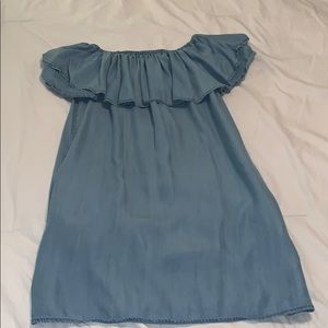 Light wash off the shoulder dress